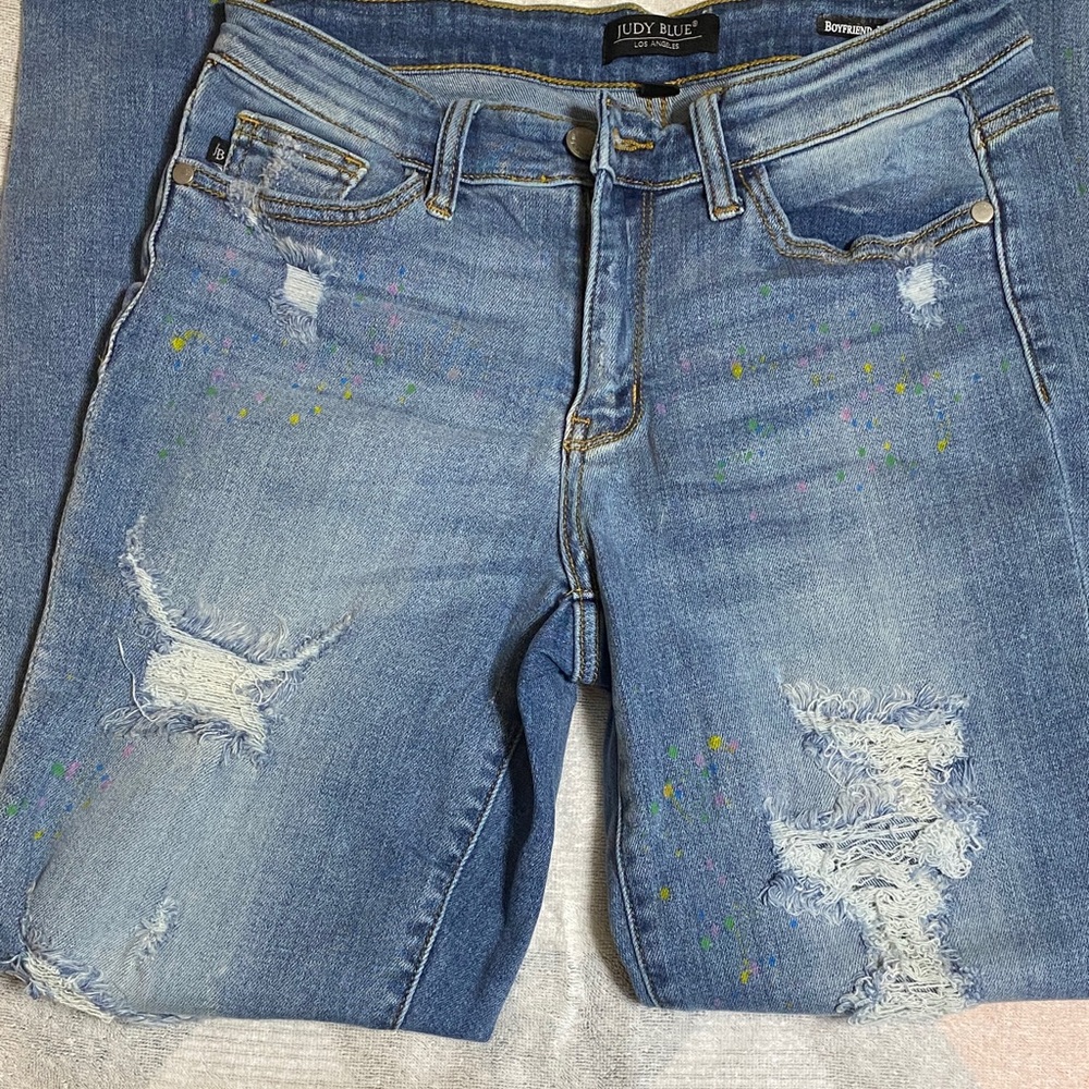 Judy Blue Women's Light Blue Distressed Boyfriend Jeans